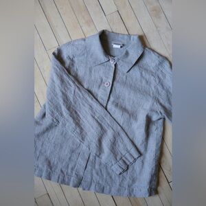 Eileen Fisher 100% linen ecru beige shirt M
